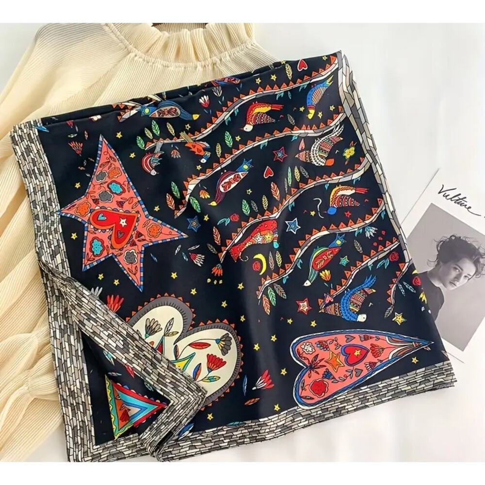 Tree Print Square Scarf Wrapโ โ Lightweight Beach Shawl, NWT